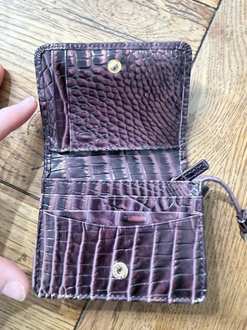 Brahmin Plum Croc-Embossed Leather Key Ring Wallet - Picture 4 of 10